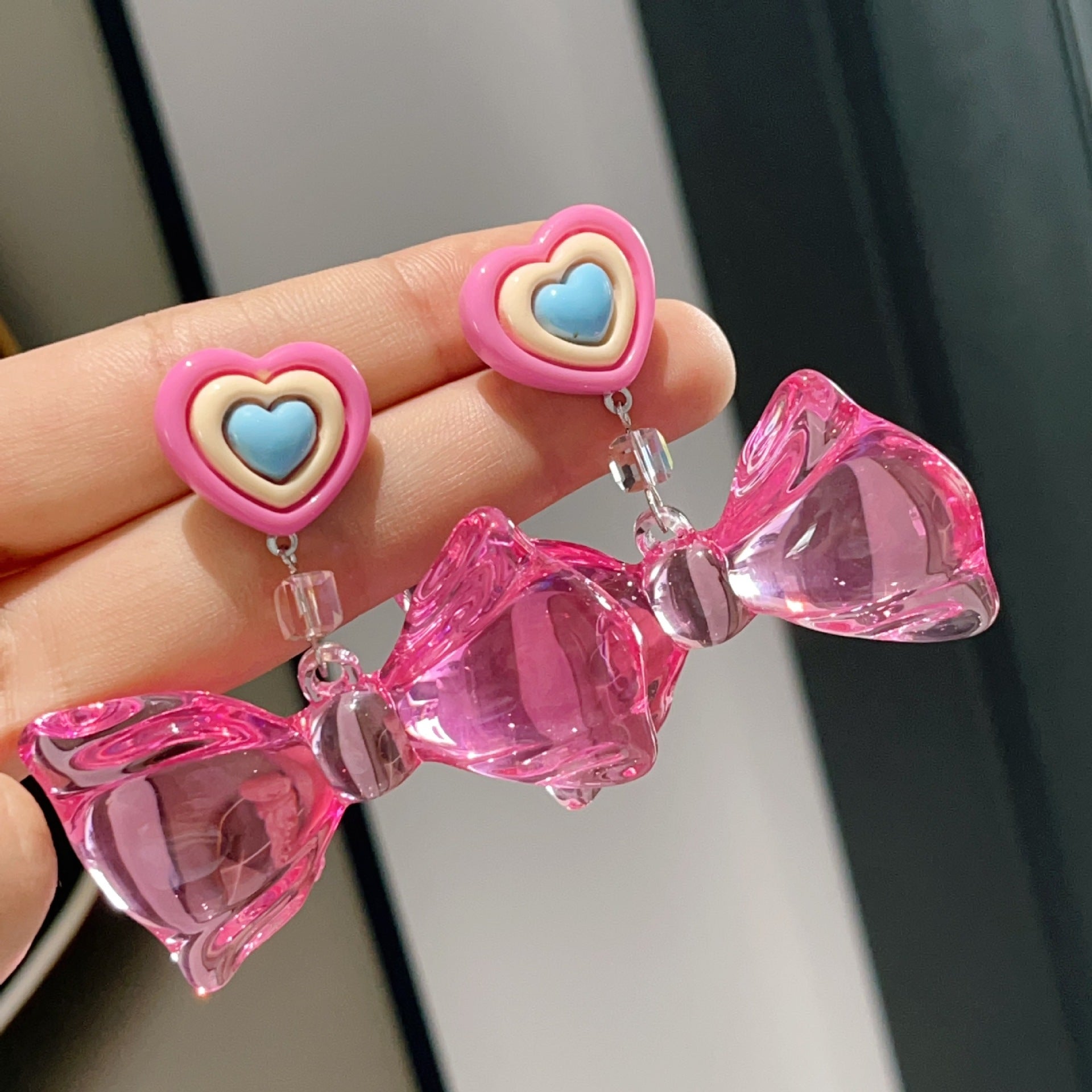 Wholesale Girls'  colorful transparent crystal ear clips